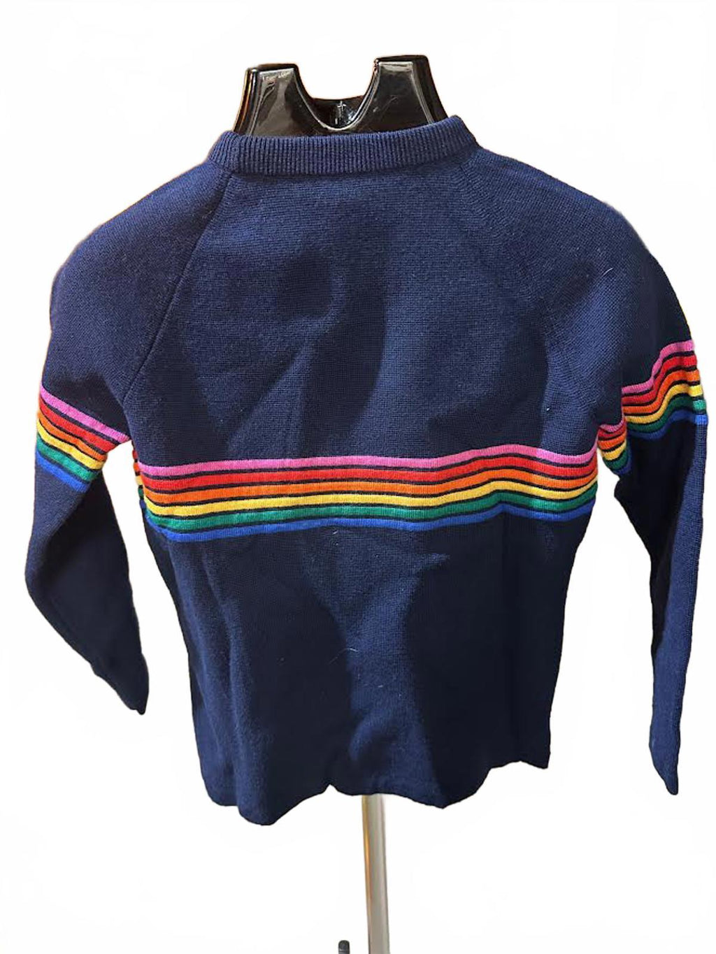 Vintage Meister Navy Rainbow Stripe Wool Sweater