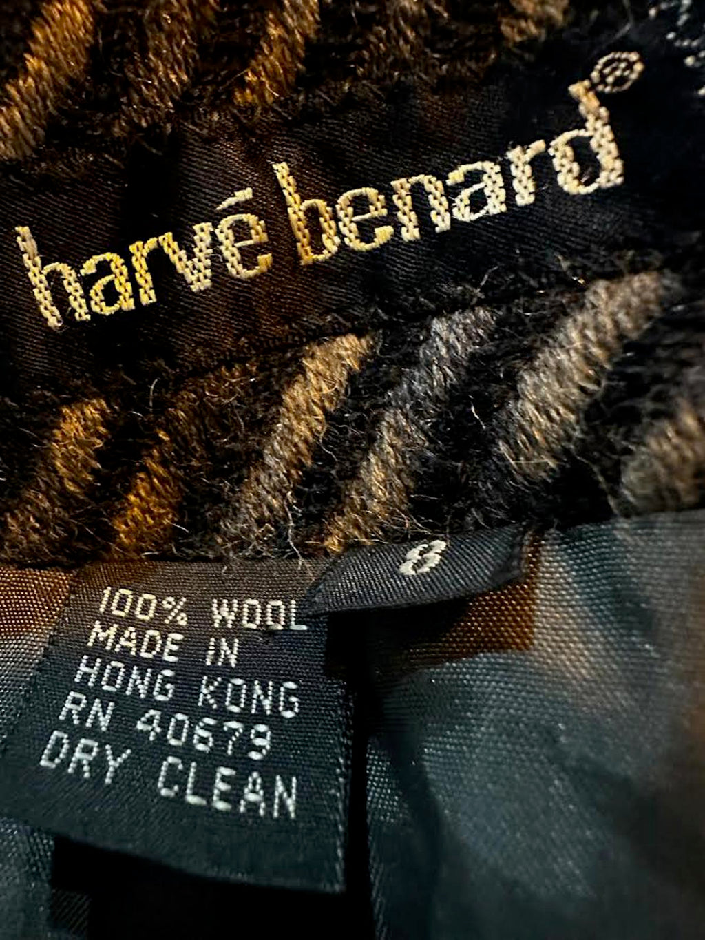 Harvé Benard Wool Chevron Blazer Jacket Made Hong Kong