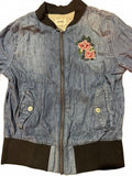 Hudson Embroidered Denim Bomber Jacket XS