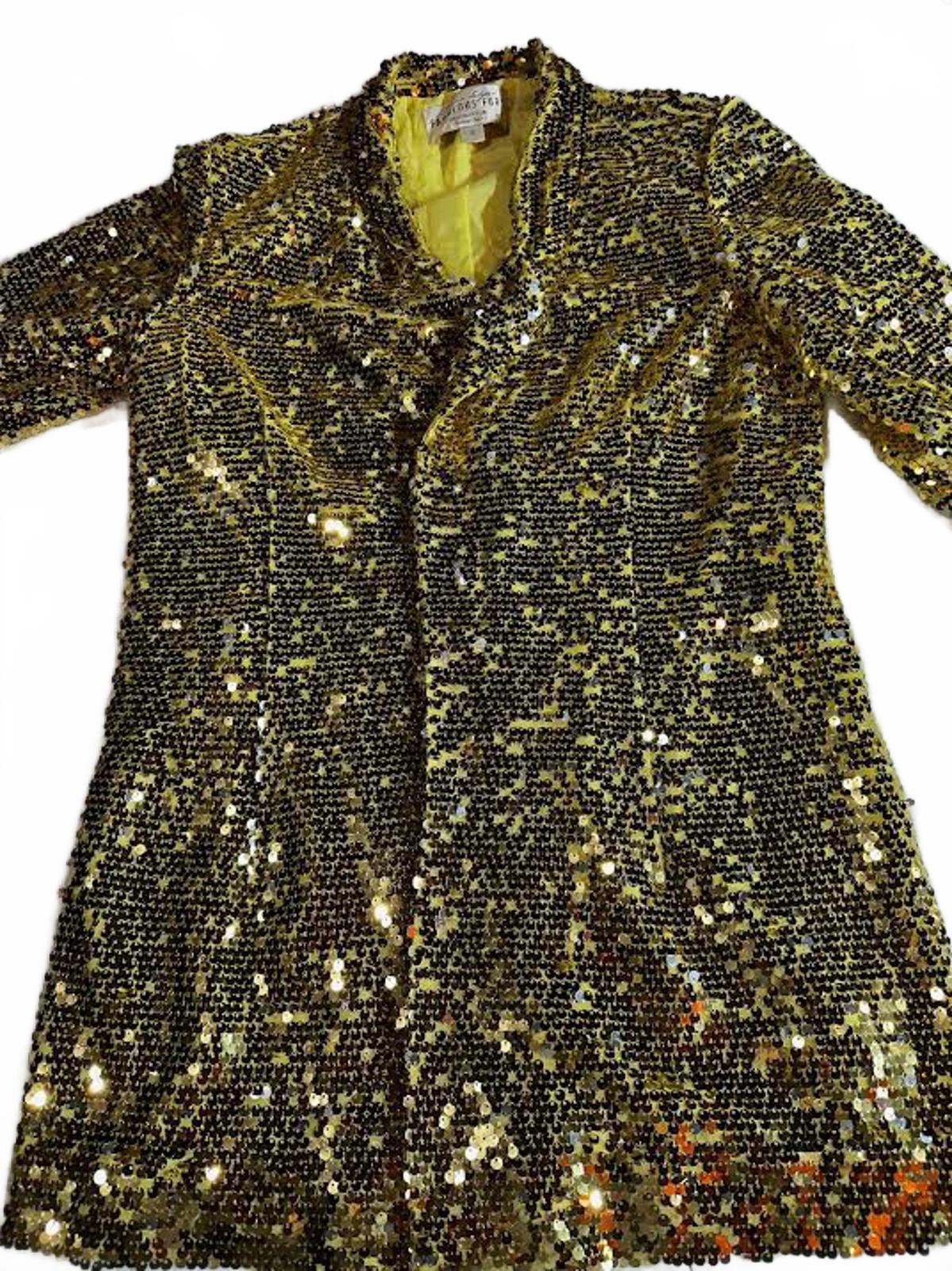 Fabulous Furs Gold Sequin Jacket Coat M Statement