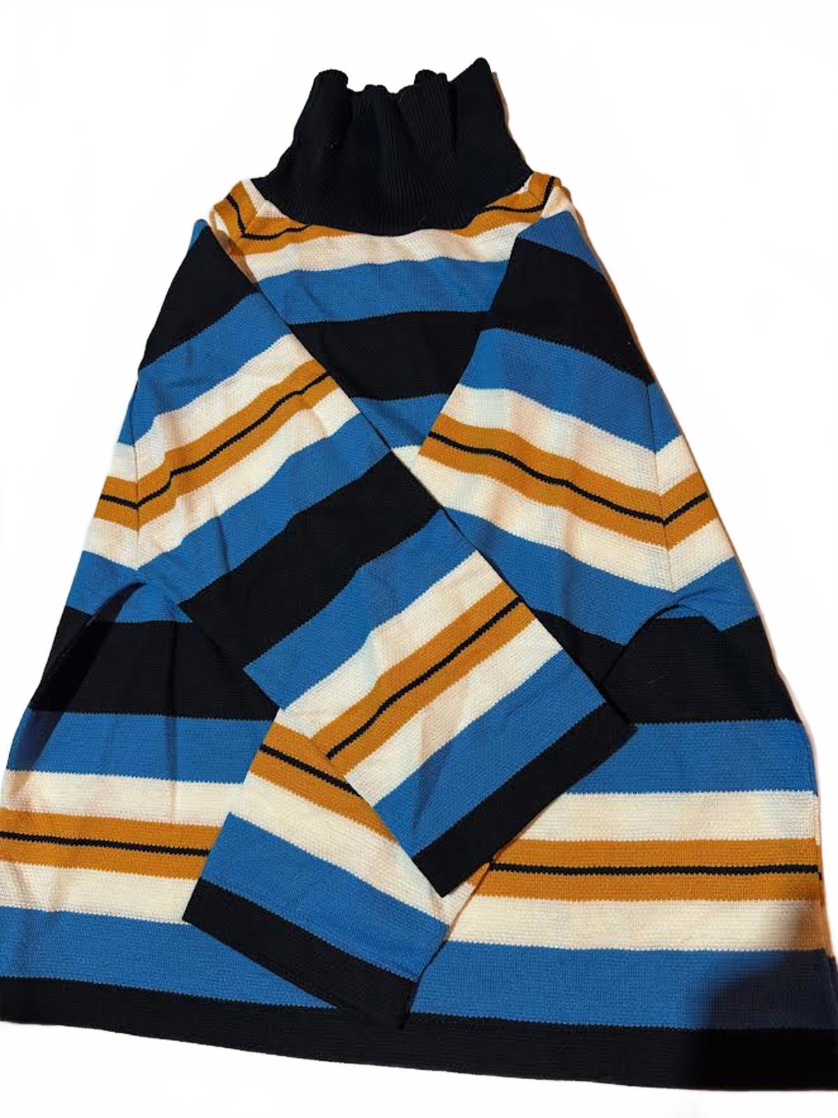 Vintage 70s Striped Cotton Turtleneck Crop Top