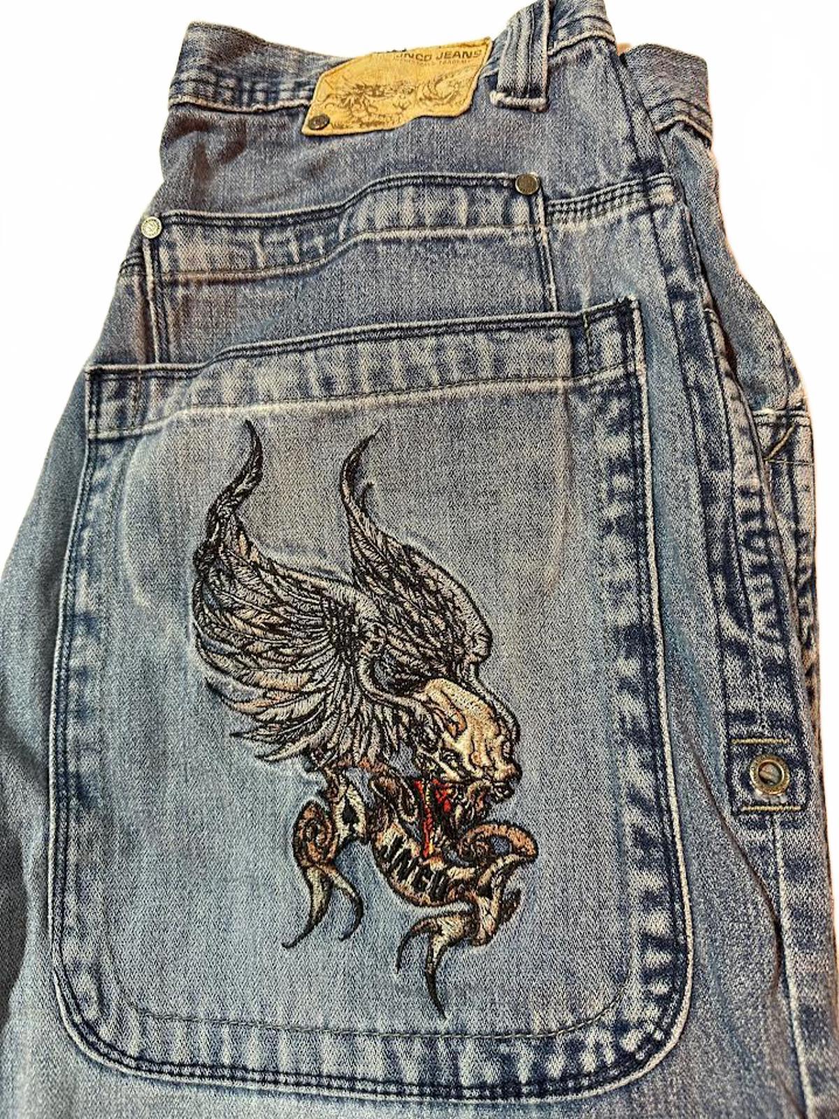 Vintage JNCO Dragon Embroidered Jeans 30x30 Y2K