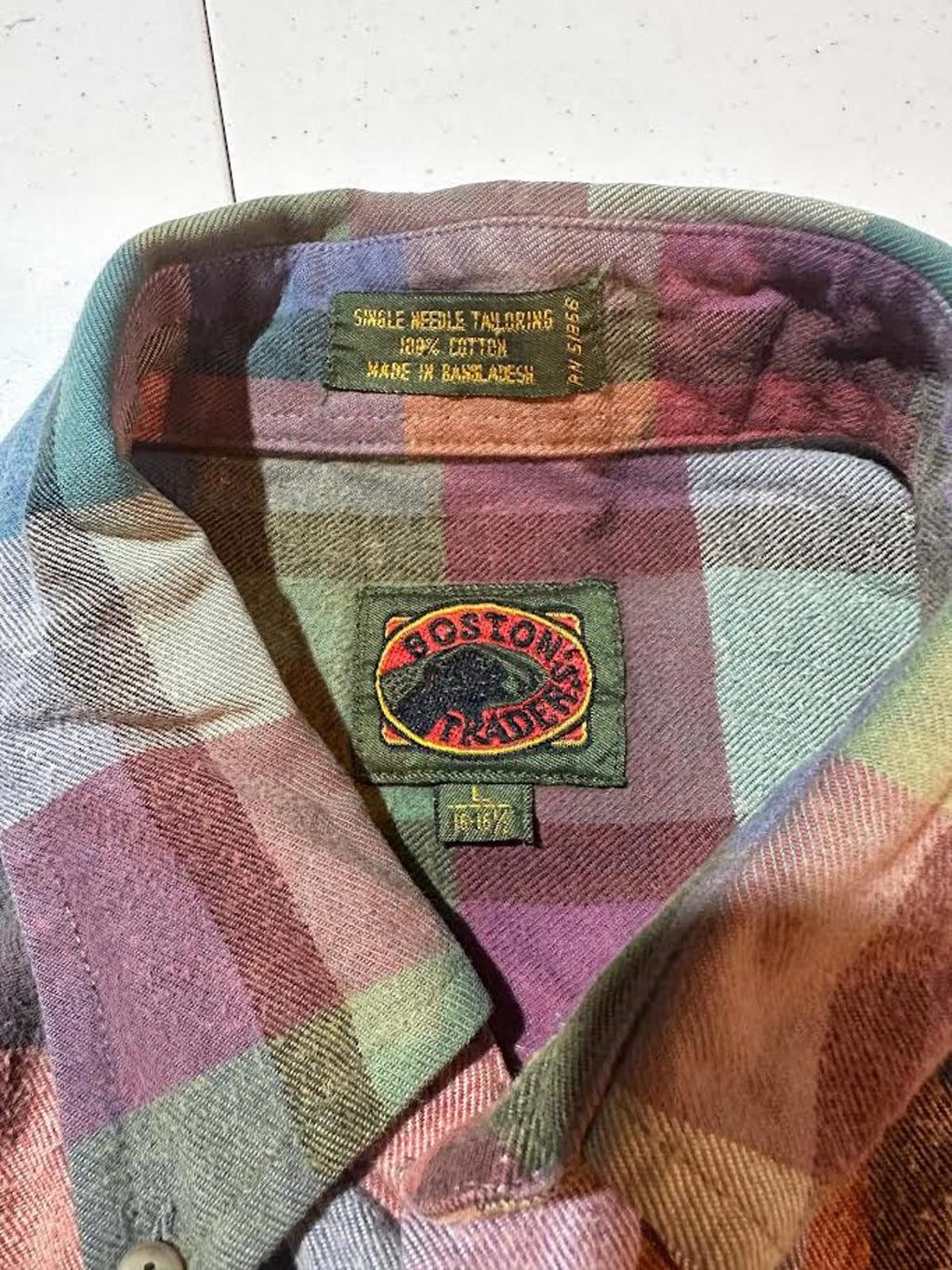 Vintage Boston Traders Plaid Cotton Flannel Shirt L