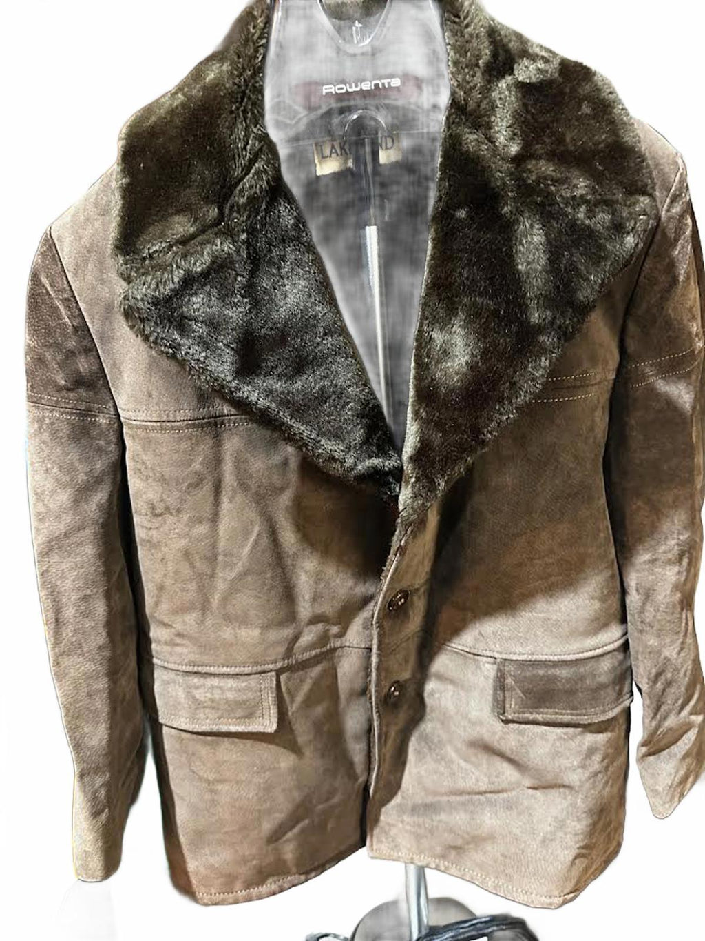 Vintage Lakeland Suede Leather Fur-Lined Coat 46