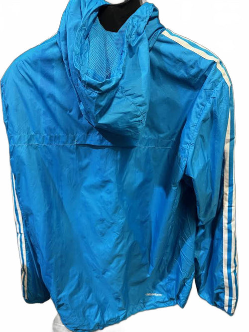 Adidas Climacool Blue Hooded Windbreaker Jacket L