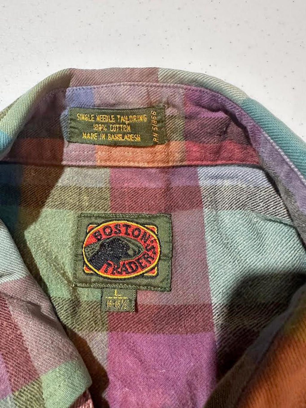 Vintage Boston Traders Plaid Cotton Flannel Shirt L