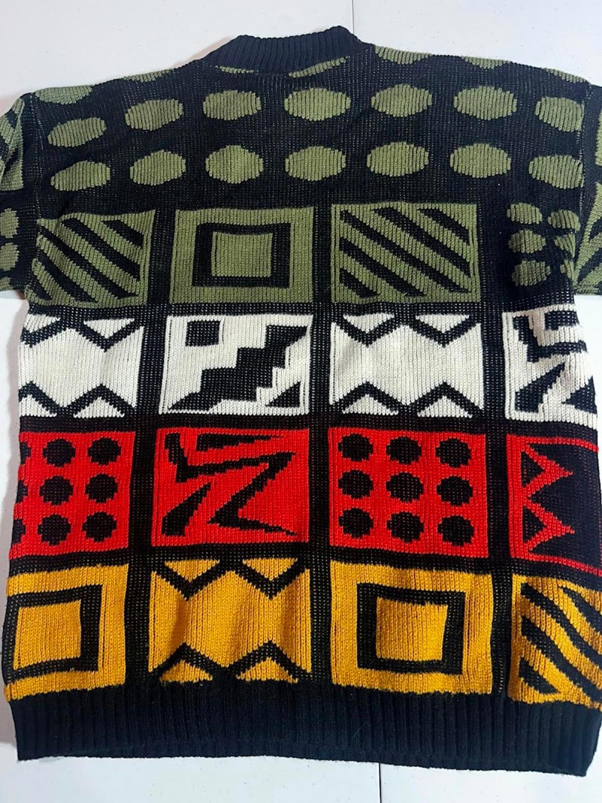 Vintage Stefano Geometric Colorblock Knit Sweater