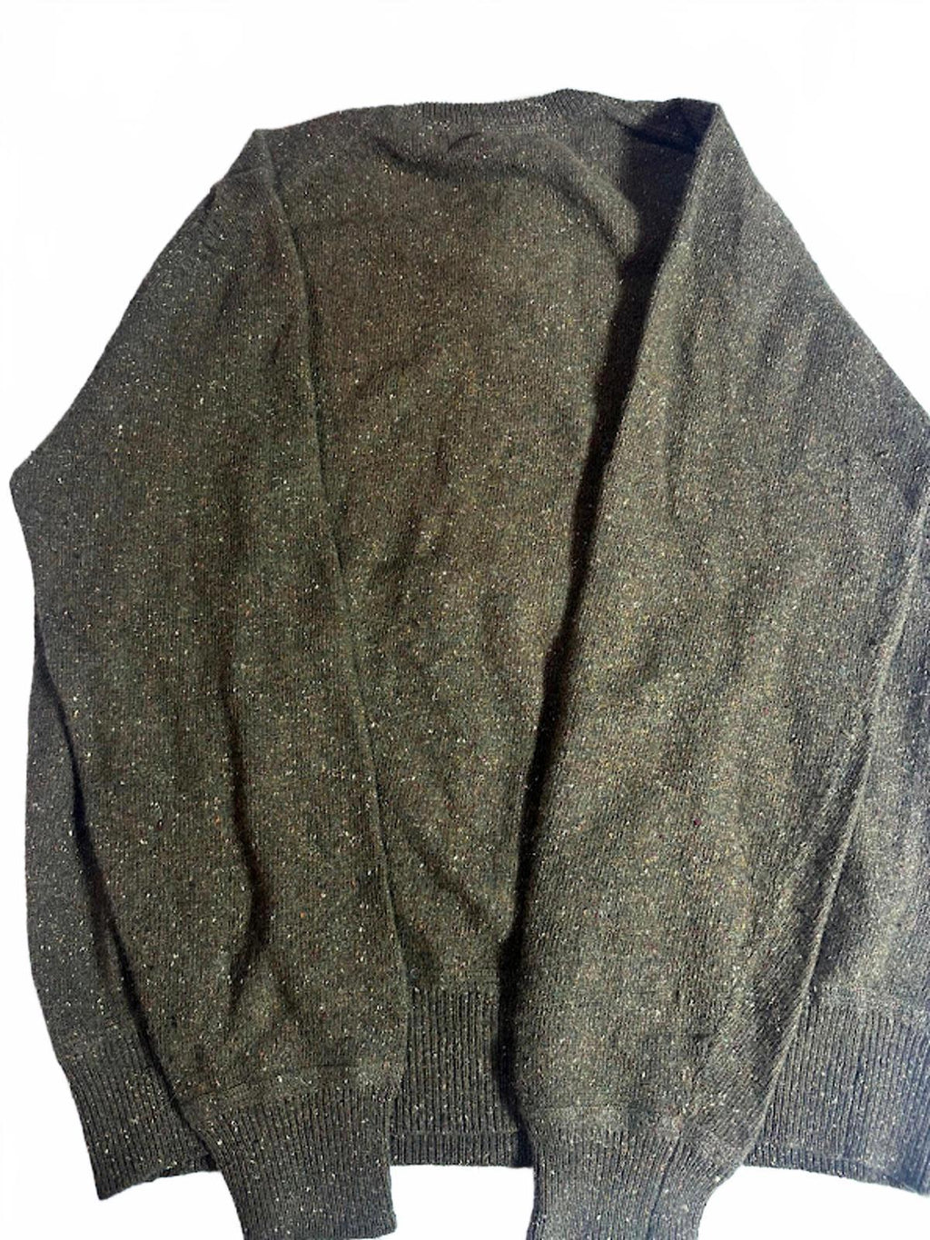 Orvis Wool Tweed Fleck Knit Sweater Olive Brown M