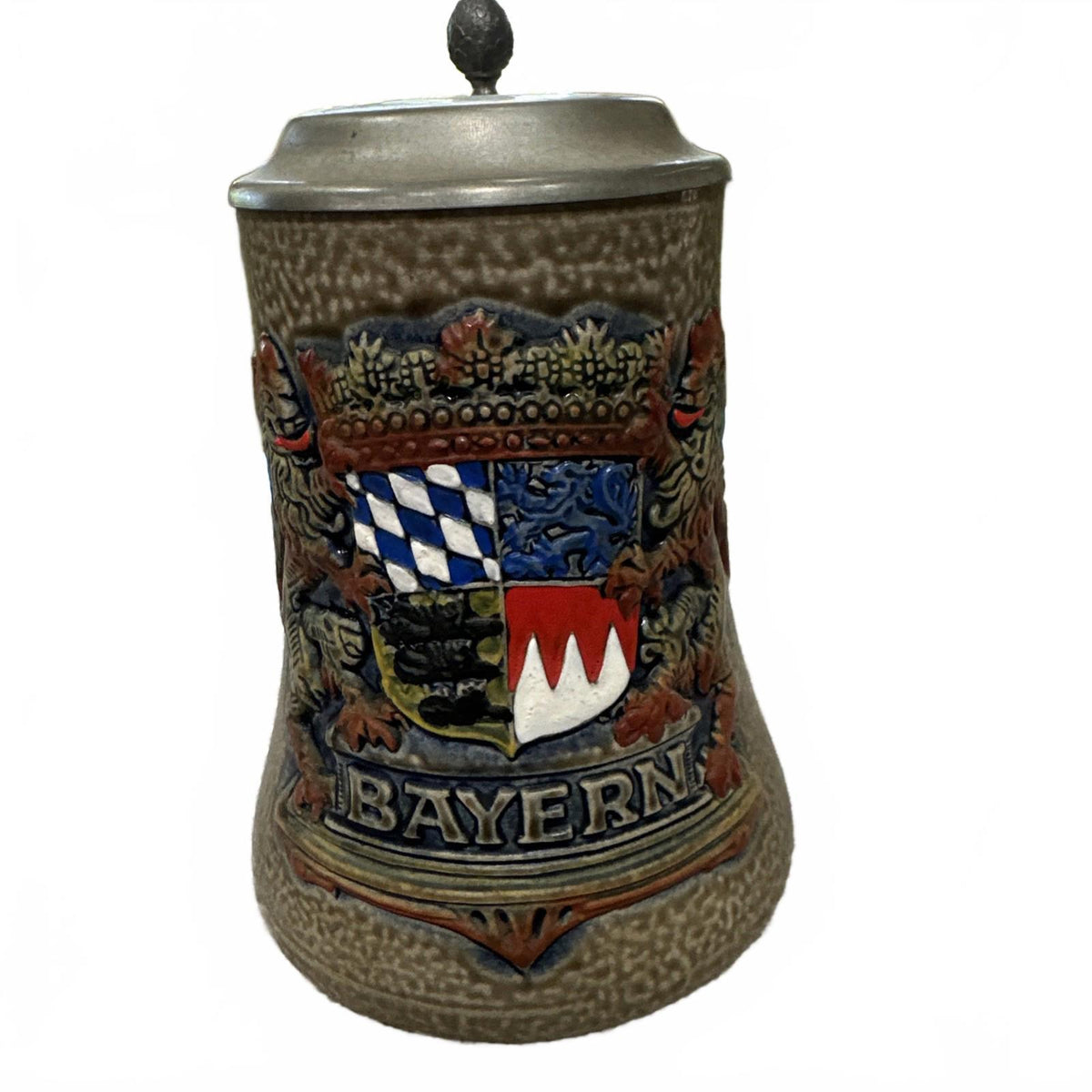 Vintage Bayern Bavaria German Beer Stein Pewter Lid