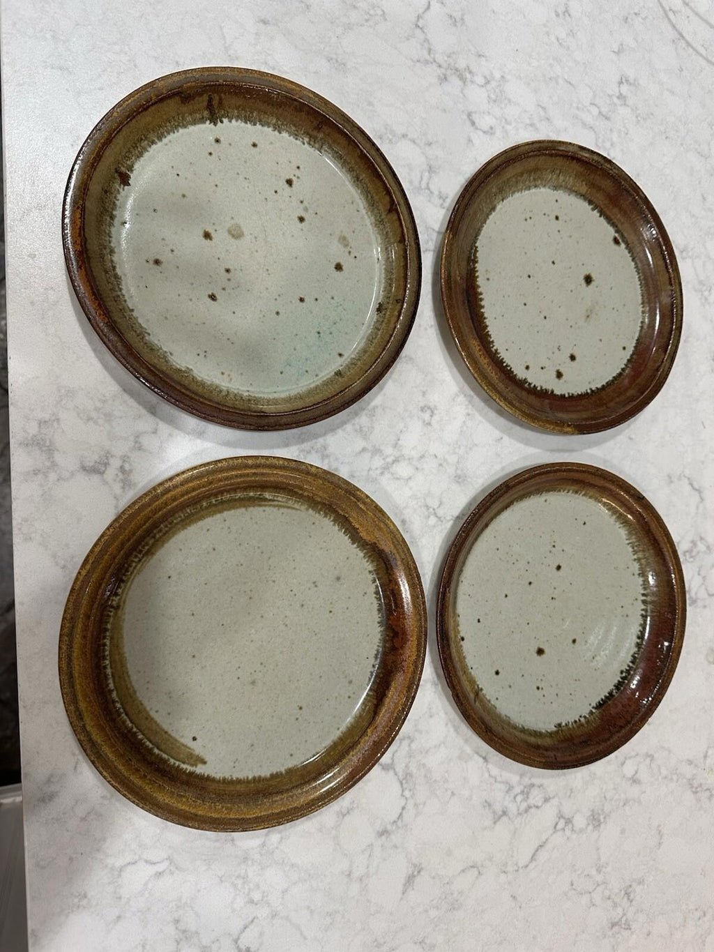 4 Rustic Pottery Dessert Plates