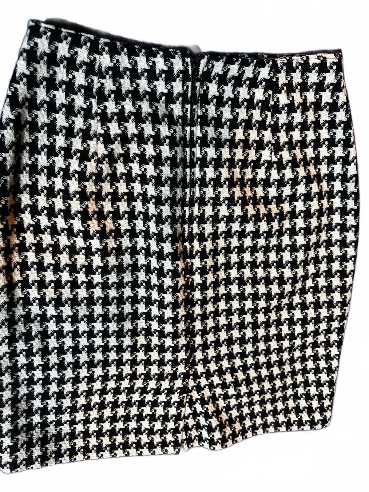 Tarazzia Black White Houndstooth Skirt Made in USA Sz 5/6