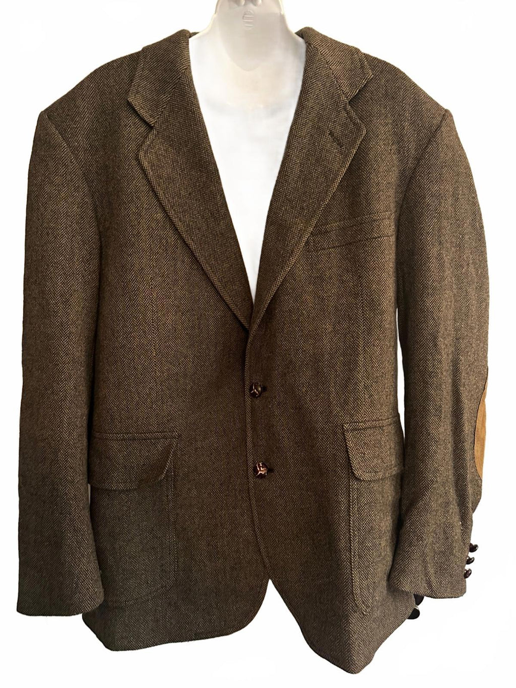 Pendleton Vintage Herringbone Tweed Blazer Leather Elbows