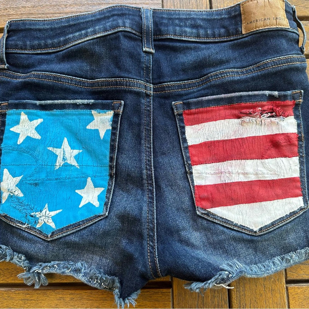 American Eagle Outfitters Blue Distressed Jean Shorts