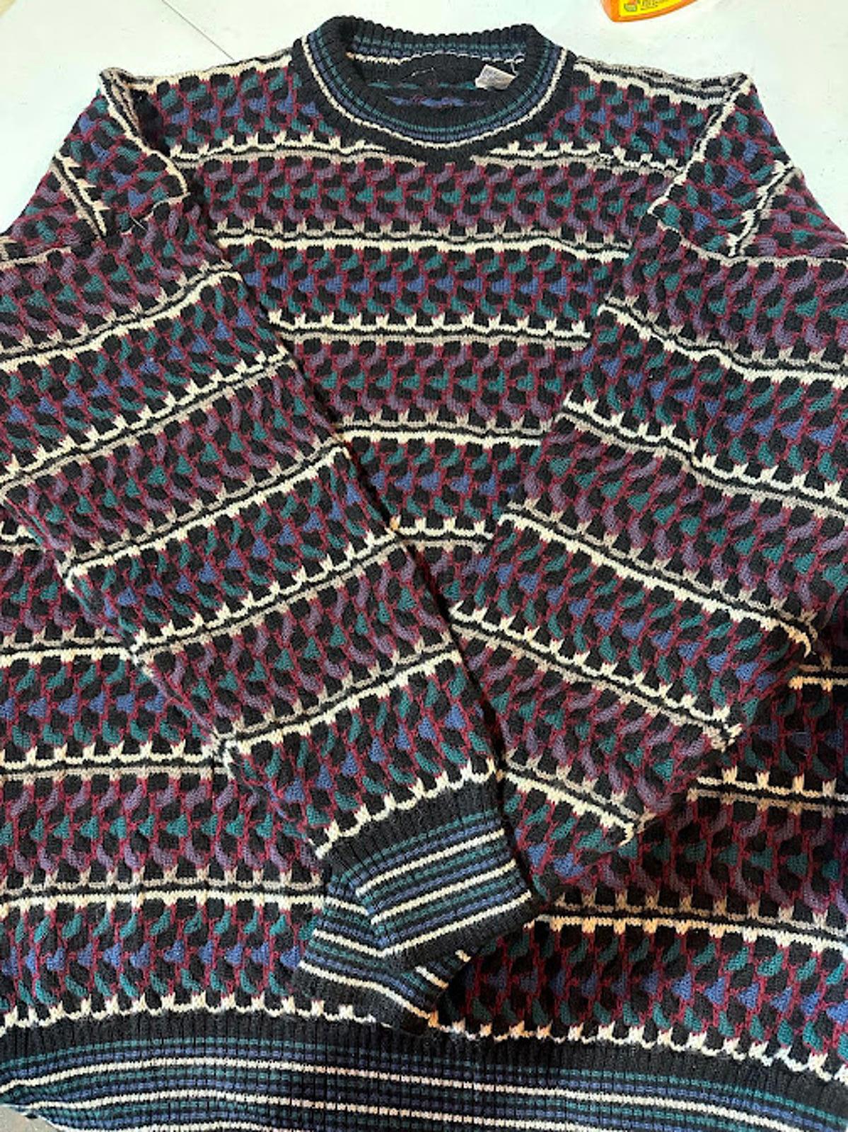 Vintage Italian Wool Oversized Geometric Sweater