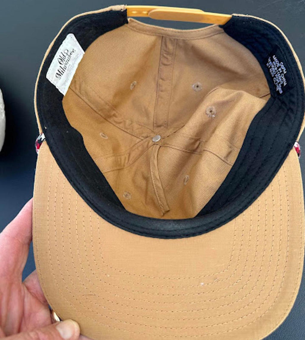 Old Milwaukee Beer Strapback Hat Tan Rope