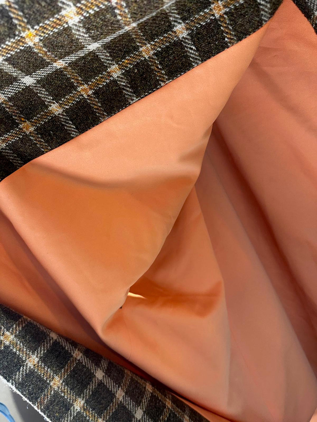 Vintage Brown Plaid Wool Full-Length Cape Coat Lined