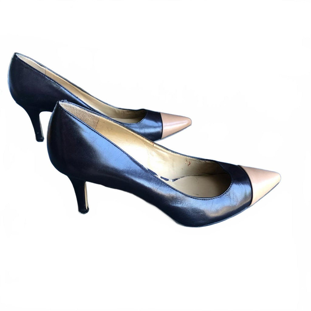 Ann Taylor Navy & Tan Cap Toe Heels Size 7
