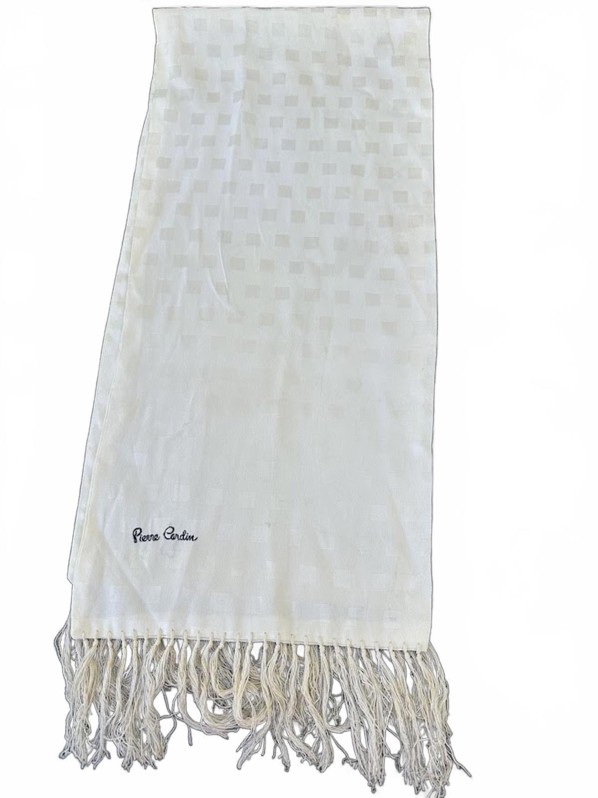 Pierre Cardin Silk Scarf Off White Fringe