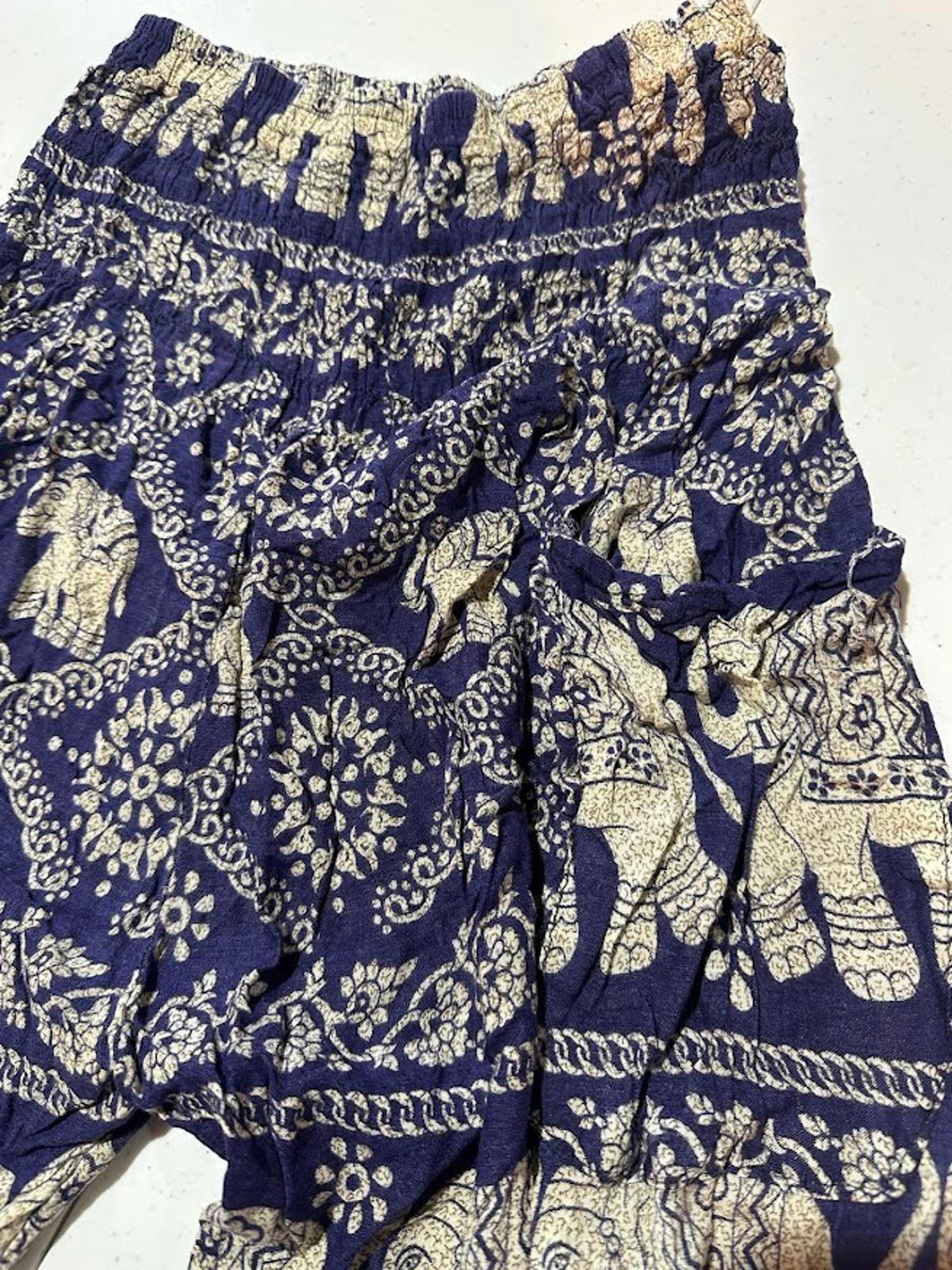 Thai Elephant Print Cotton Pants