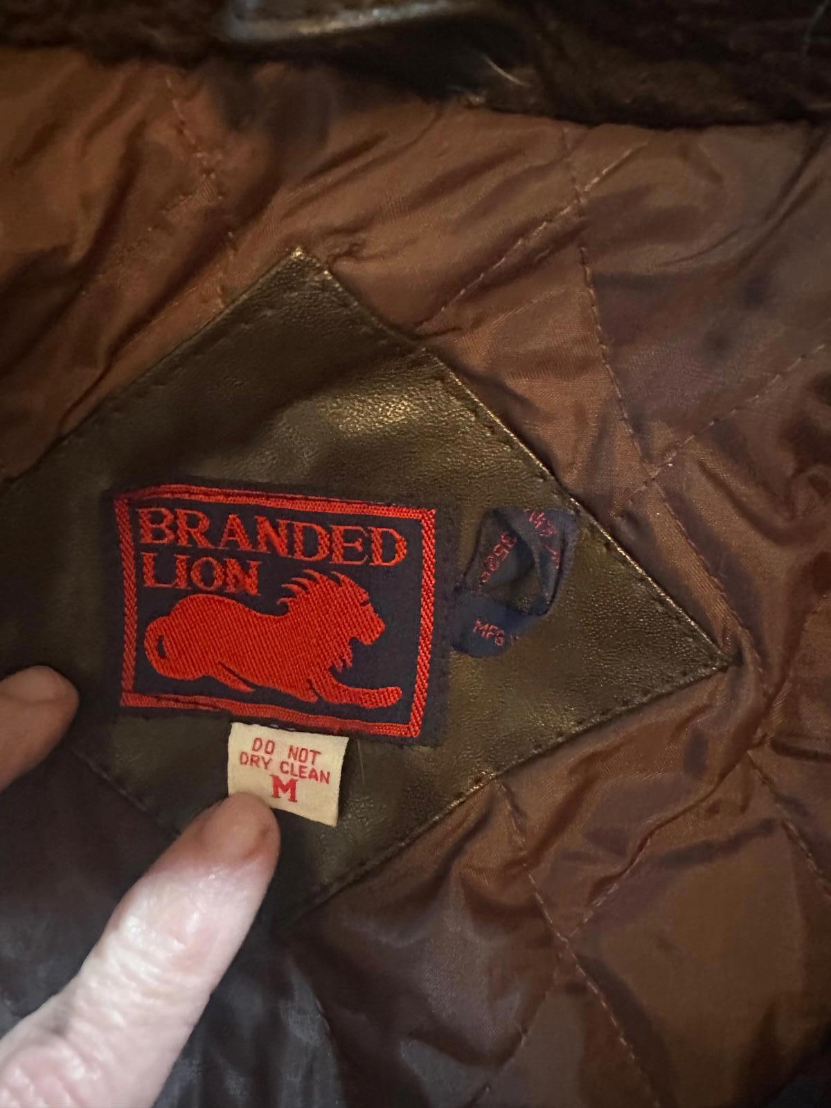 Vintage Branded Lion Faux Leather Bomber Jacket M