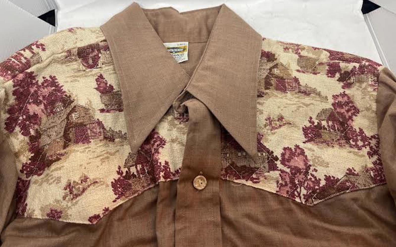 Vintage Western Shirt Corduroy like Yoke M