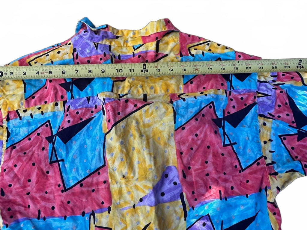 Vintage “Catchit” Made in USA Button-Down Shirt — Bold 80s Geometric Print