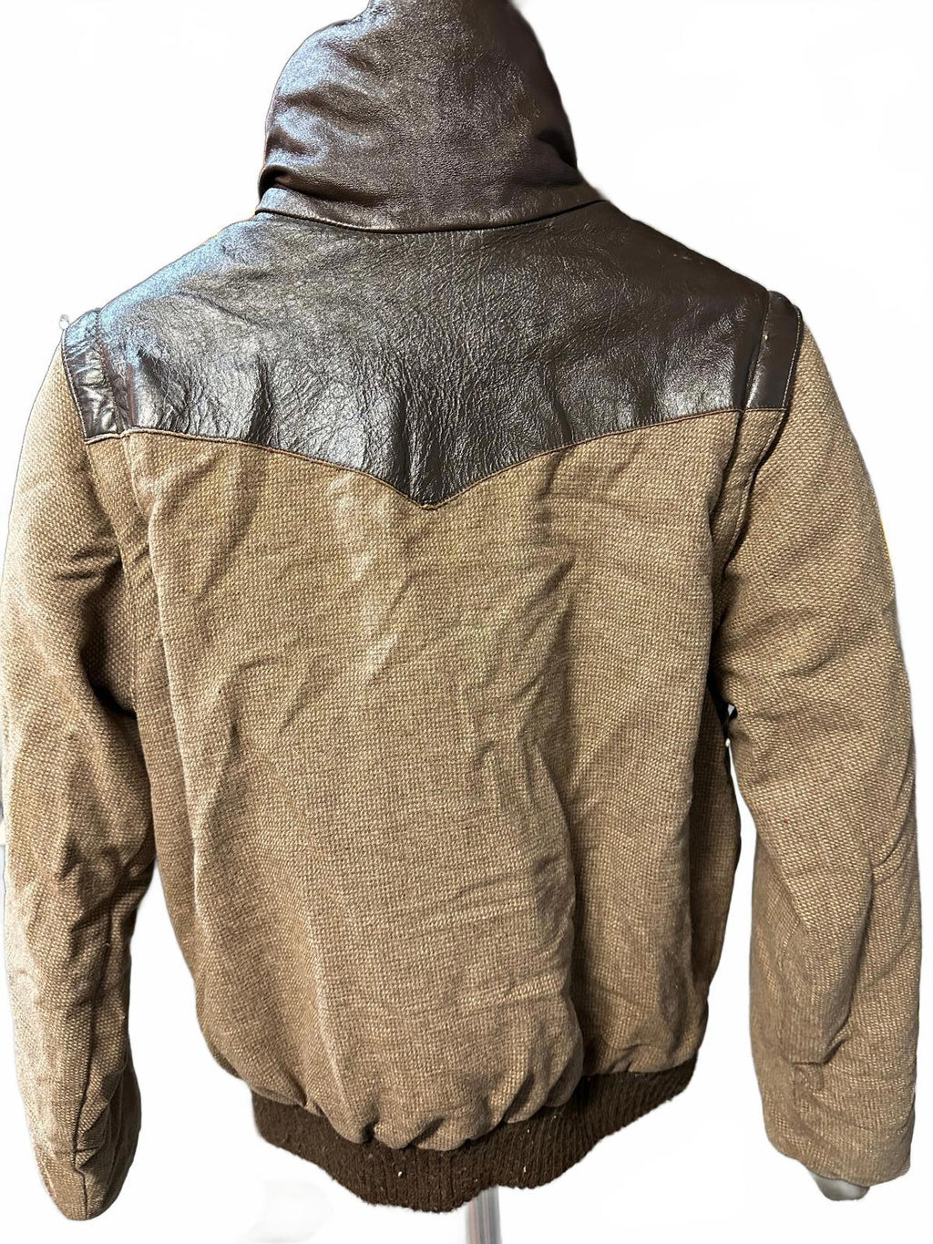 Vintage Wyoming Woolens Down Jacket USA Made Wool  Leather