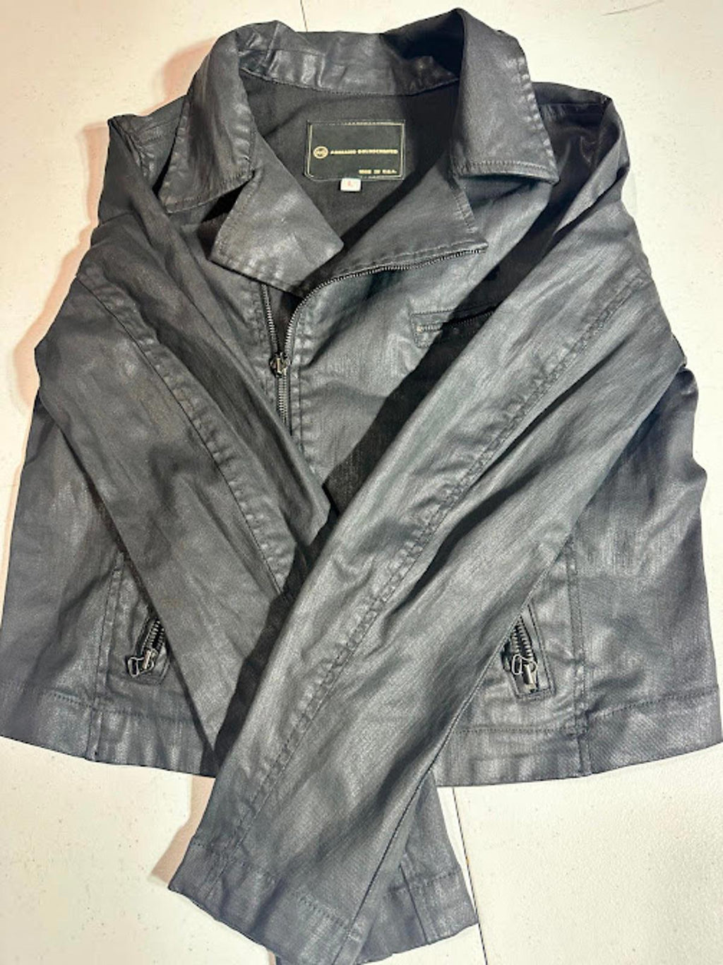 Adriano Goldschmied coated cotton biker-style jacket