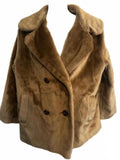 Vintage Beige Fur Coat Double-Breasted 26.5″ Length