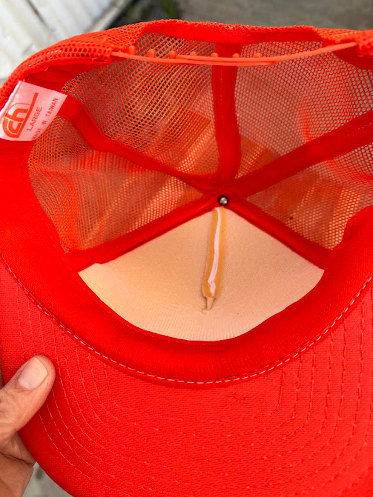 Vintage Red White Trucker Hat Script R Made in Taiwan