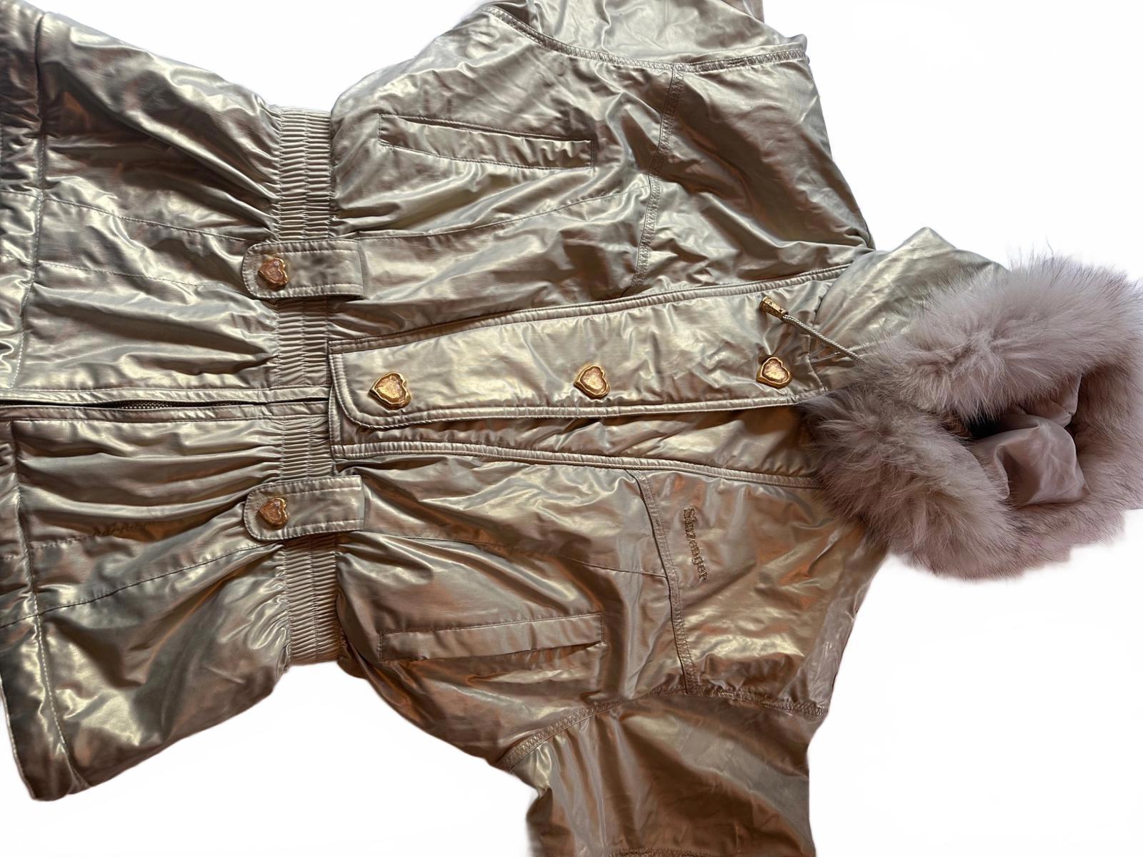 Slazenger Y2K Metallic Puffer Jacket 95 Faux Fur Hood Korea