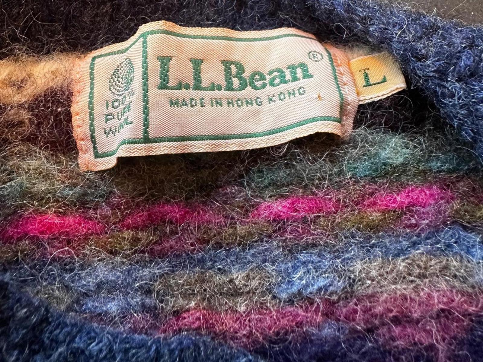 L.L. Bean Fair Isle Pure Wool Cardigan Women’s L
