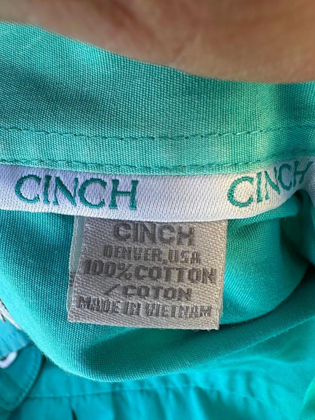Cinch Turquoise Western Shirt M Cotton