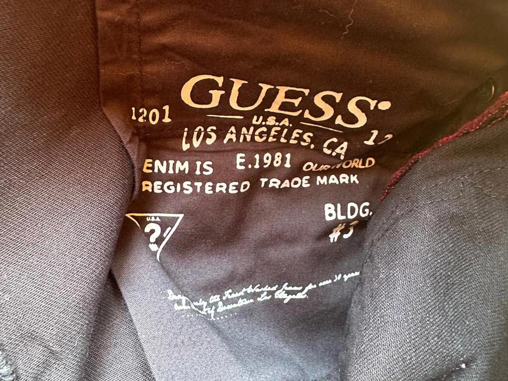 Guess Lincoln Slim Straight Coated Black Jeans Men's 30x32 Leather Look Denim