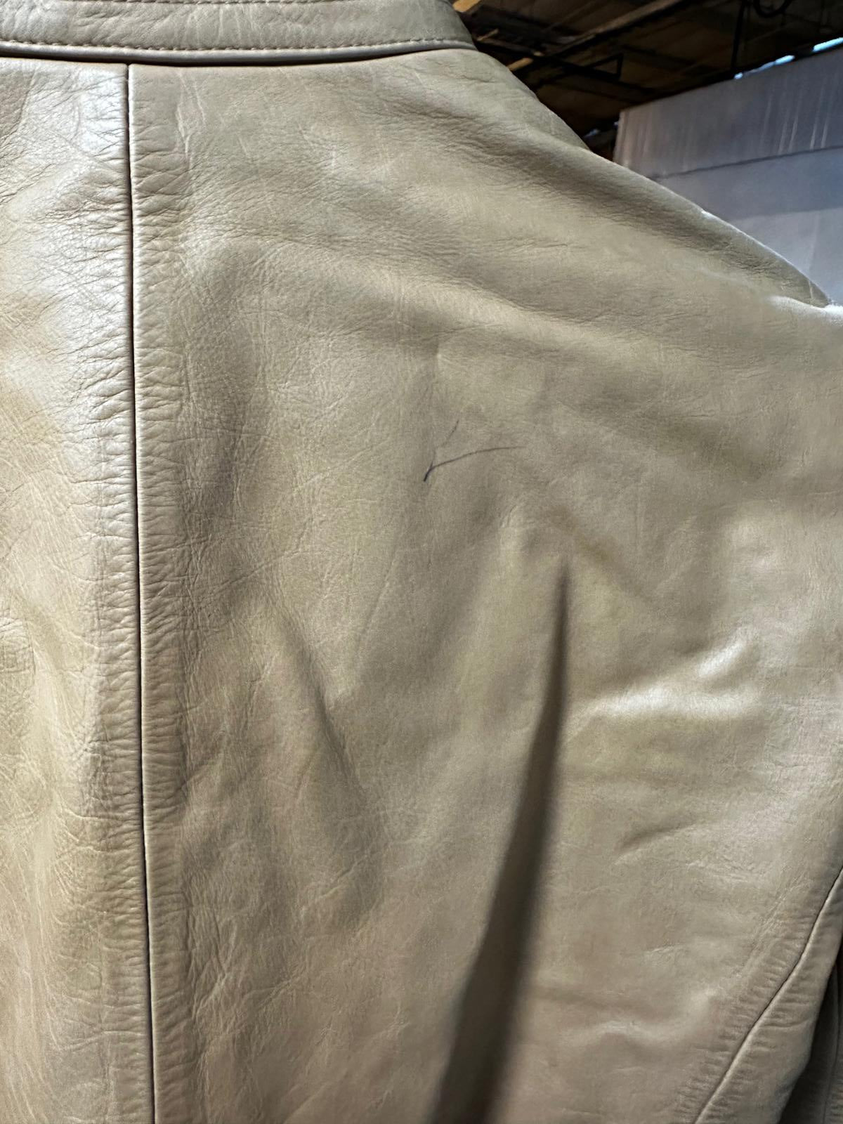 Armani Exchange Genuine Leather Jacket Tan S Zip Moto