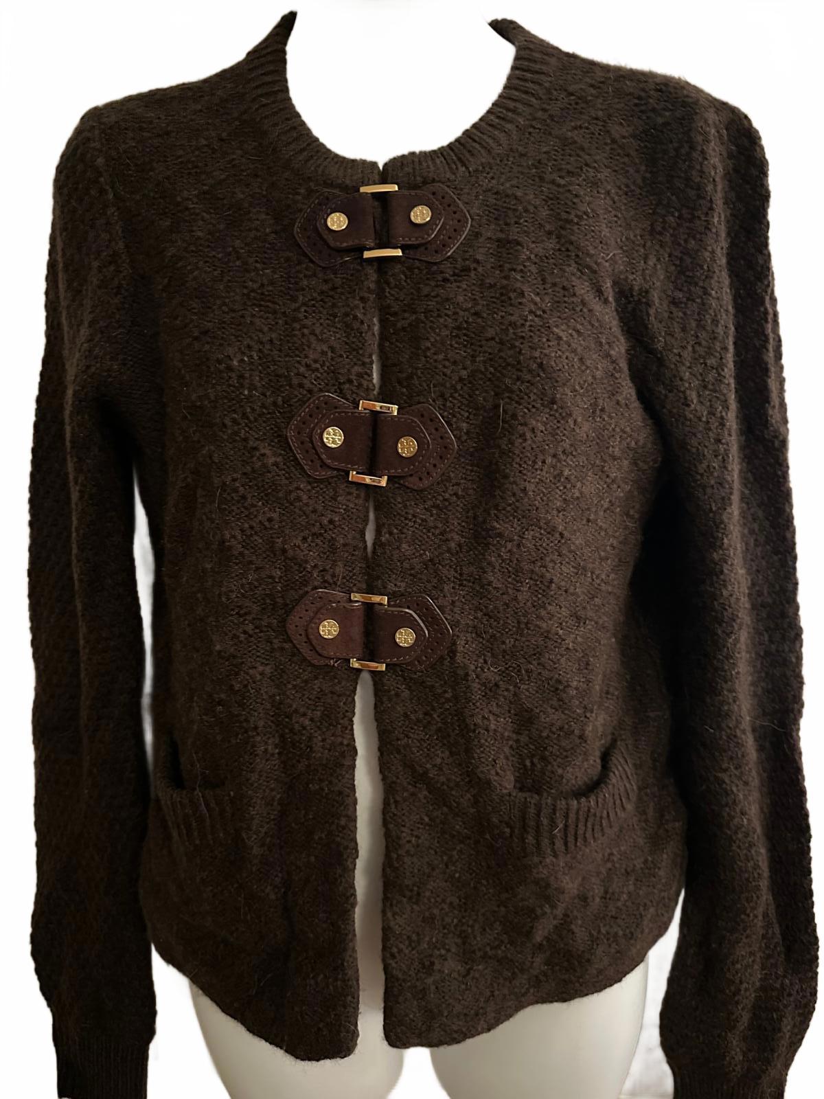 Tory Burch Brown Wool Toggle Cardigan Sweater M