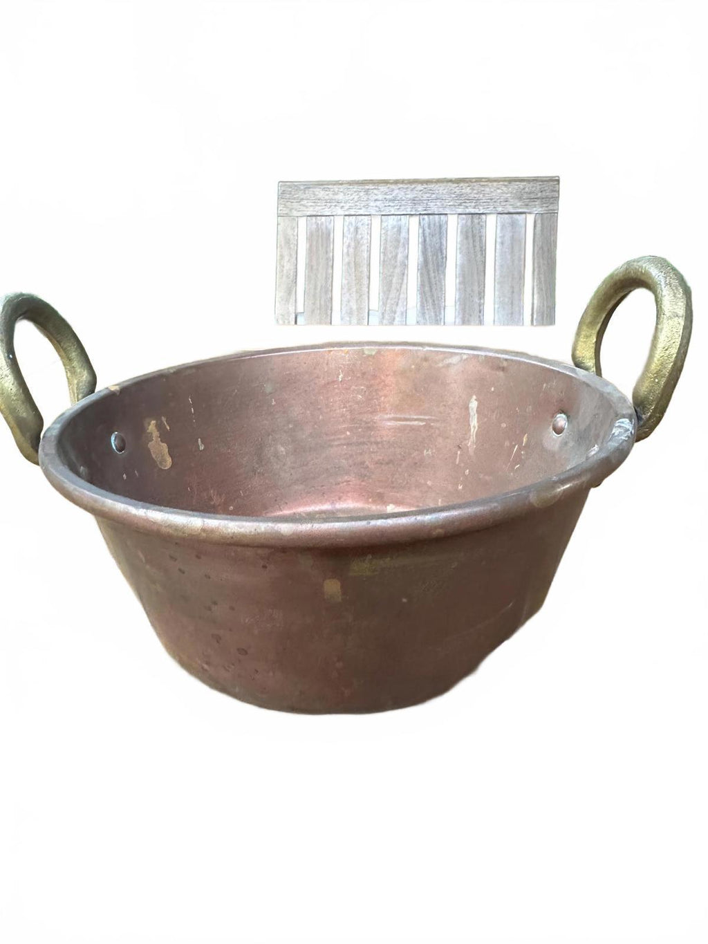 Vintage Hand-Hammered Copper Pot with Brass Handles. 8 inches x 4 inches