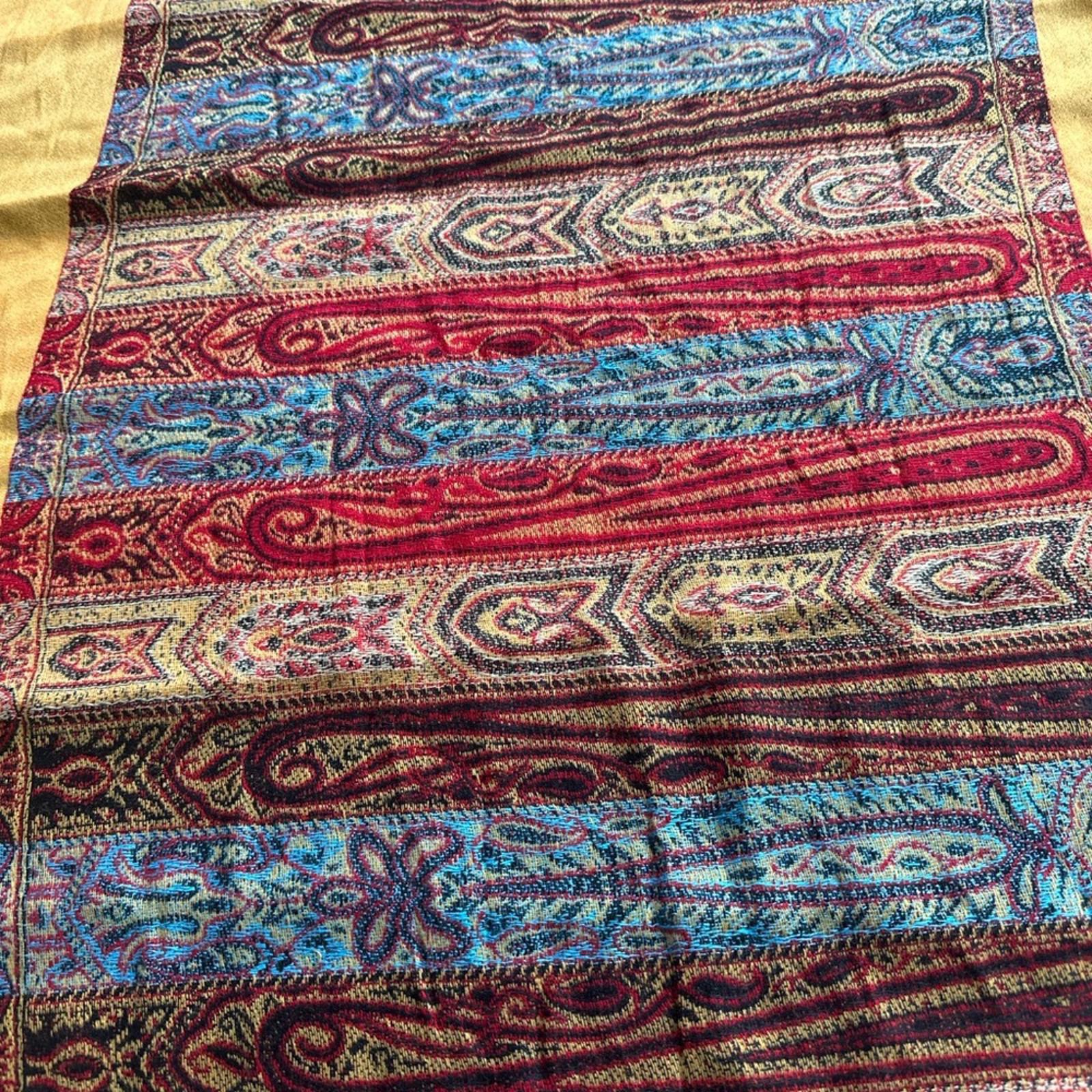 Vintage Paisley Silk Scarf Shawl Multicolor