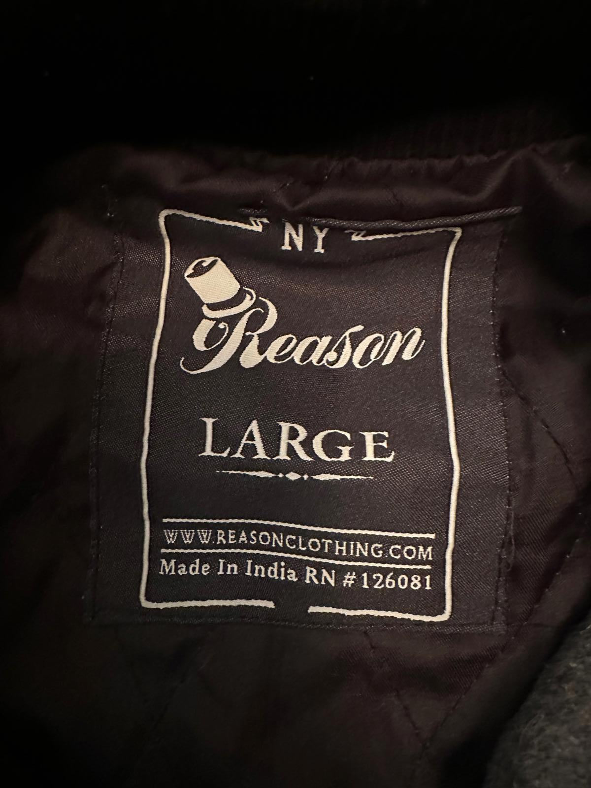 Reason Clothing Wool & Leather Varsity Jacket L