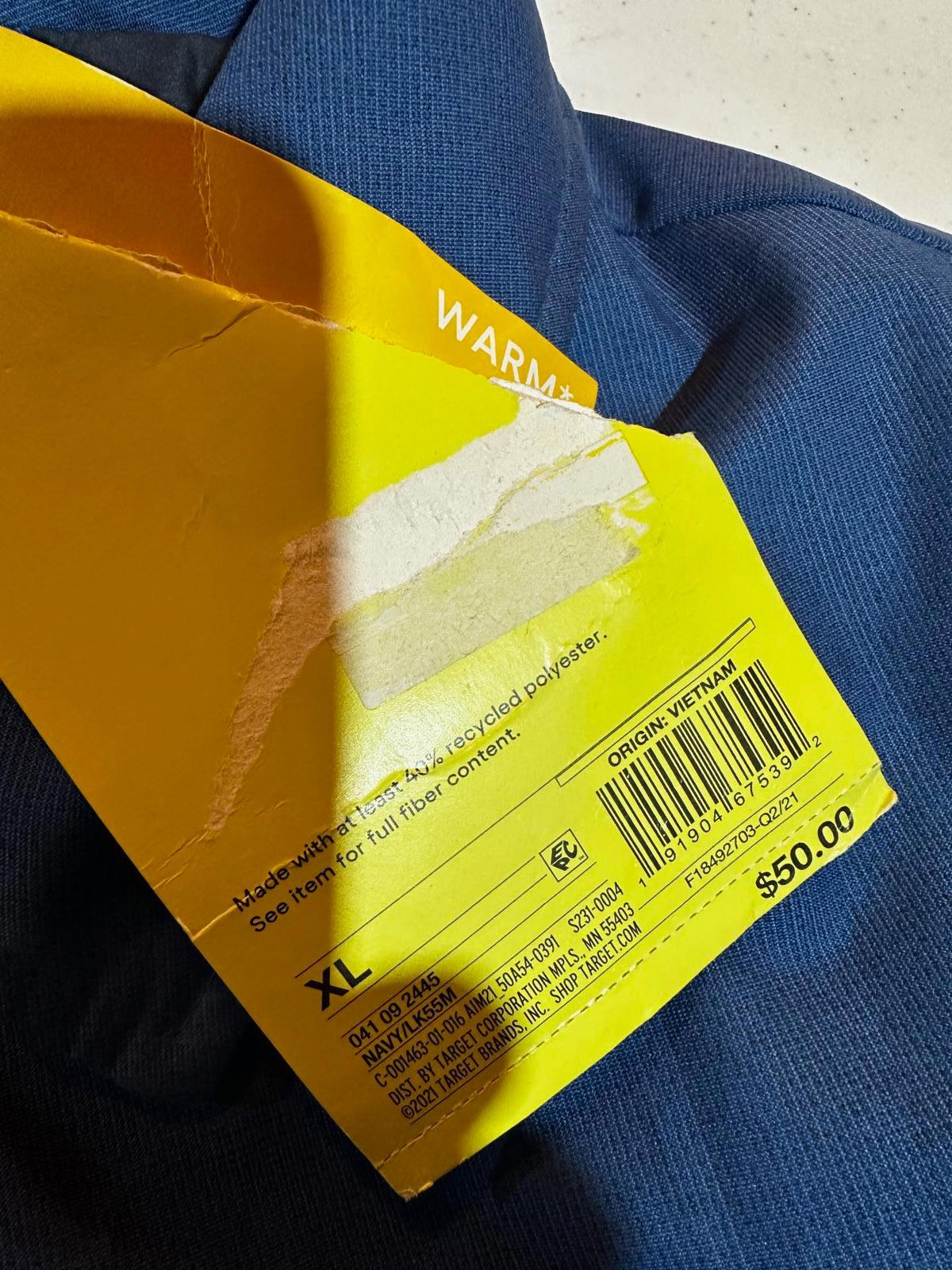 All in Motion Men’s Blue Wind/Water Resistant Jacket XL