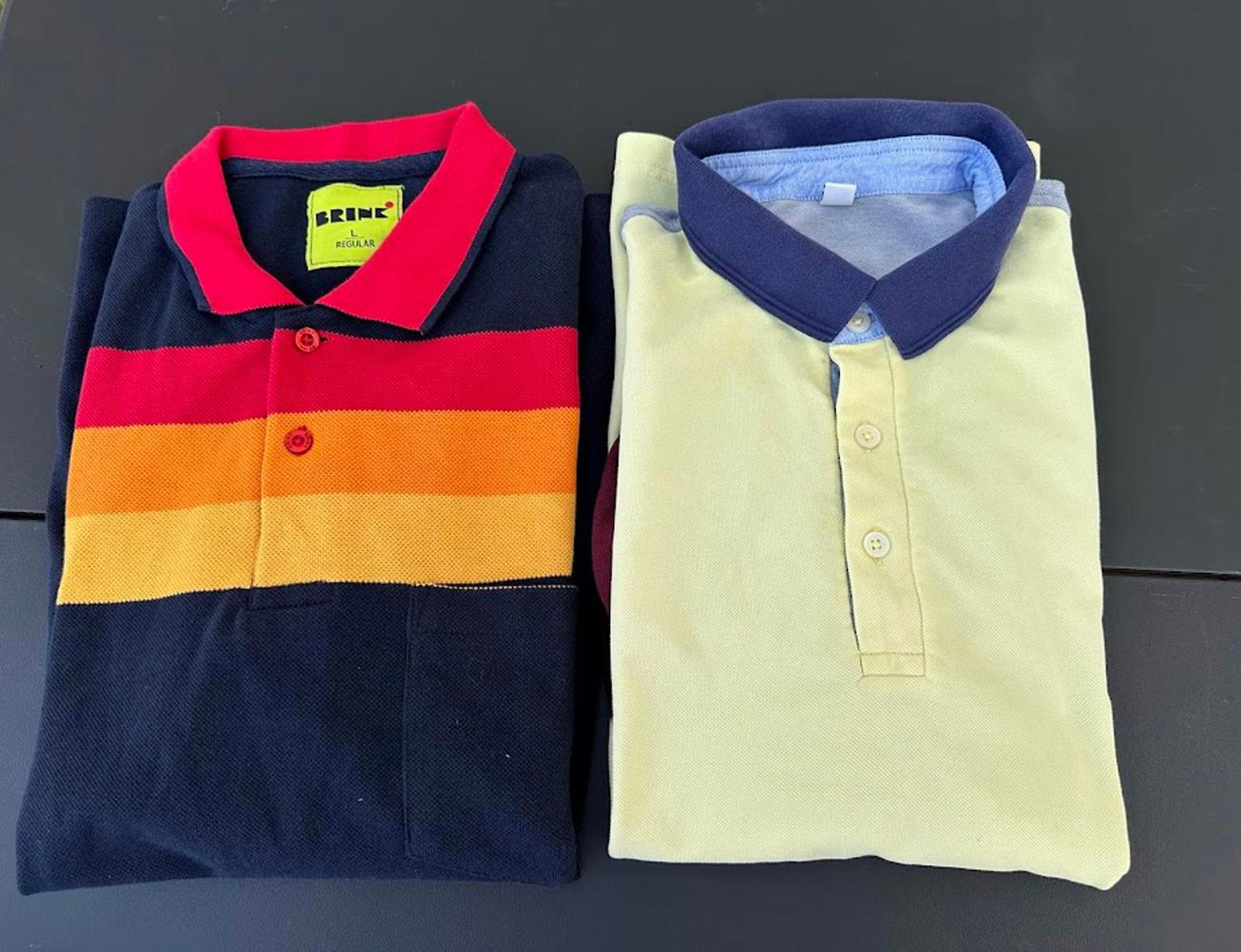 2 Vintage Polo Shirts Colorblock & Stripe L