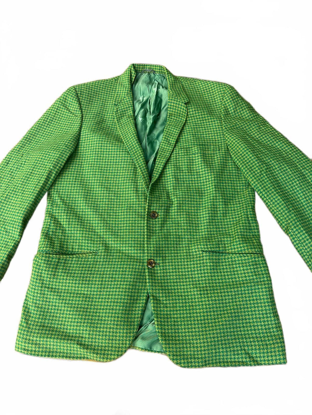 Vintage 1960s Smith’s 100% Cashmere Green Houndstooth Blazer