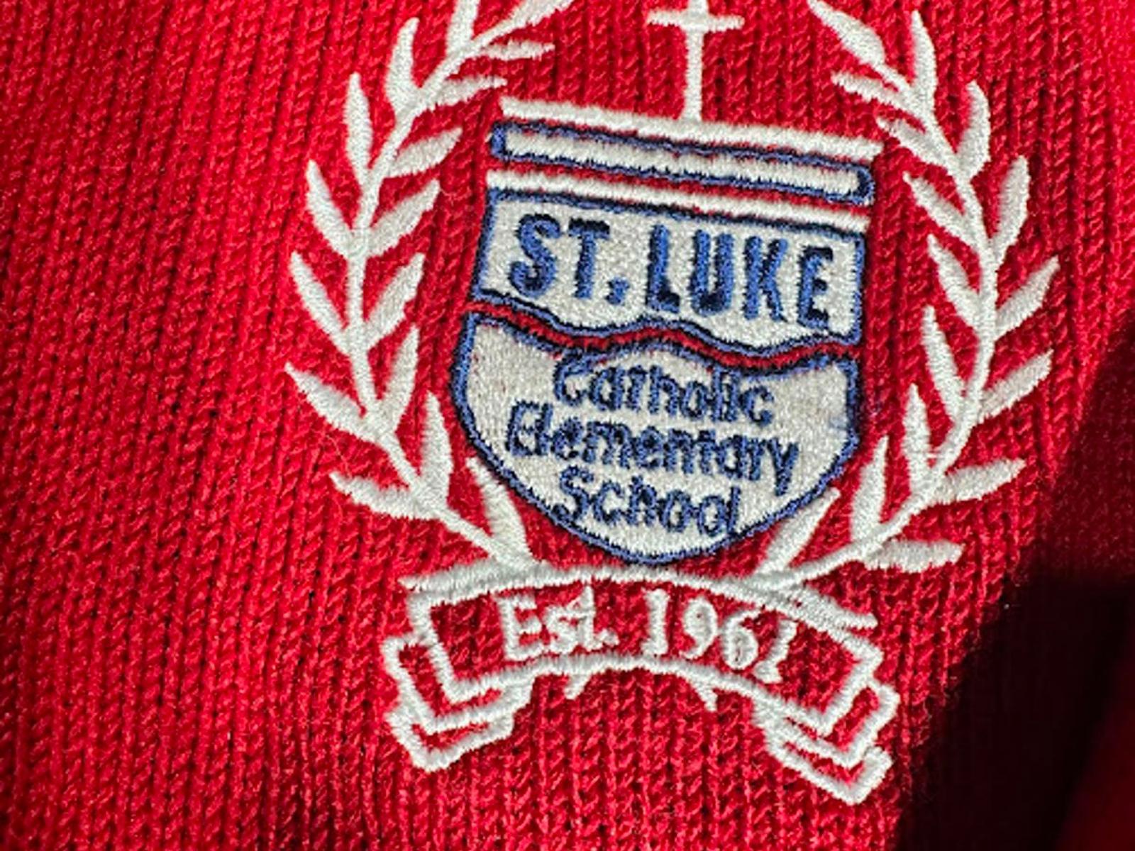 Vintage St Luke’s Catholic School Crest V Neck Sweater