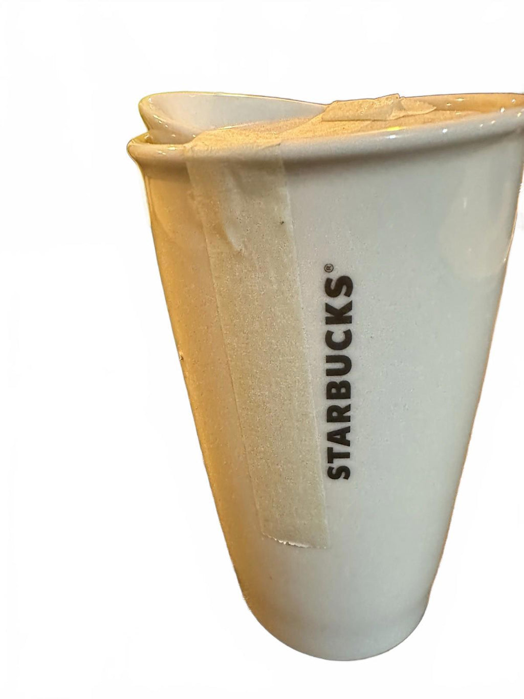 Starbucks 2015 Double Wall Travel Mug Ceramic Lid Gold Siren Pike Place Rare