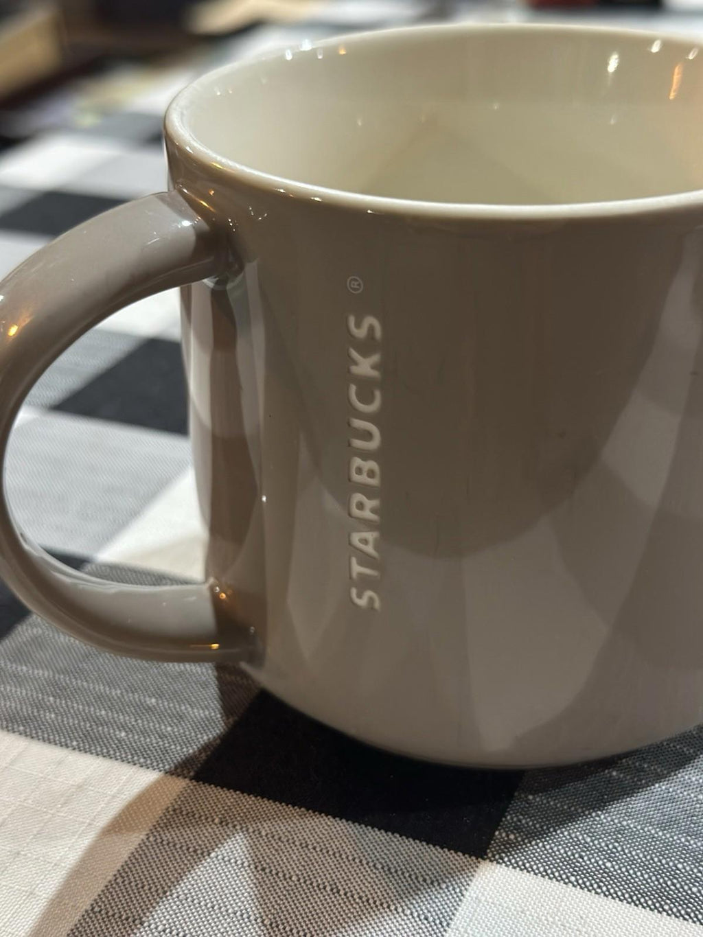 Starbucks (16 oz) Matte Taupe Wide Base Embossed Coffee Mug