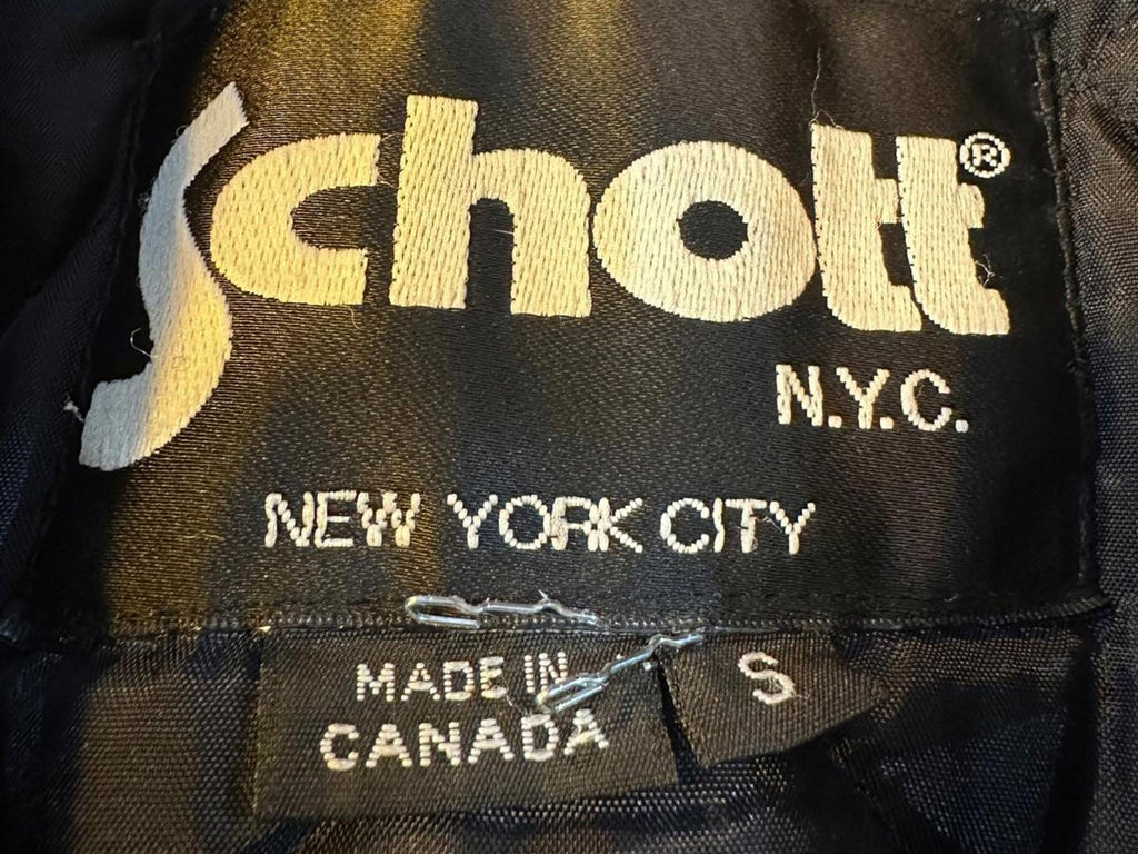 Schott NYC Black Wool Pea Coat Made in Canada Sz S