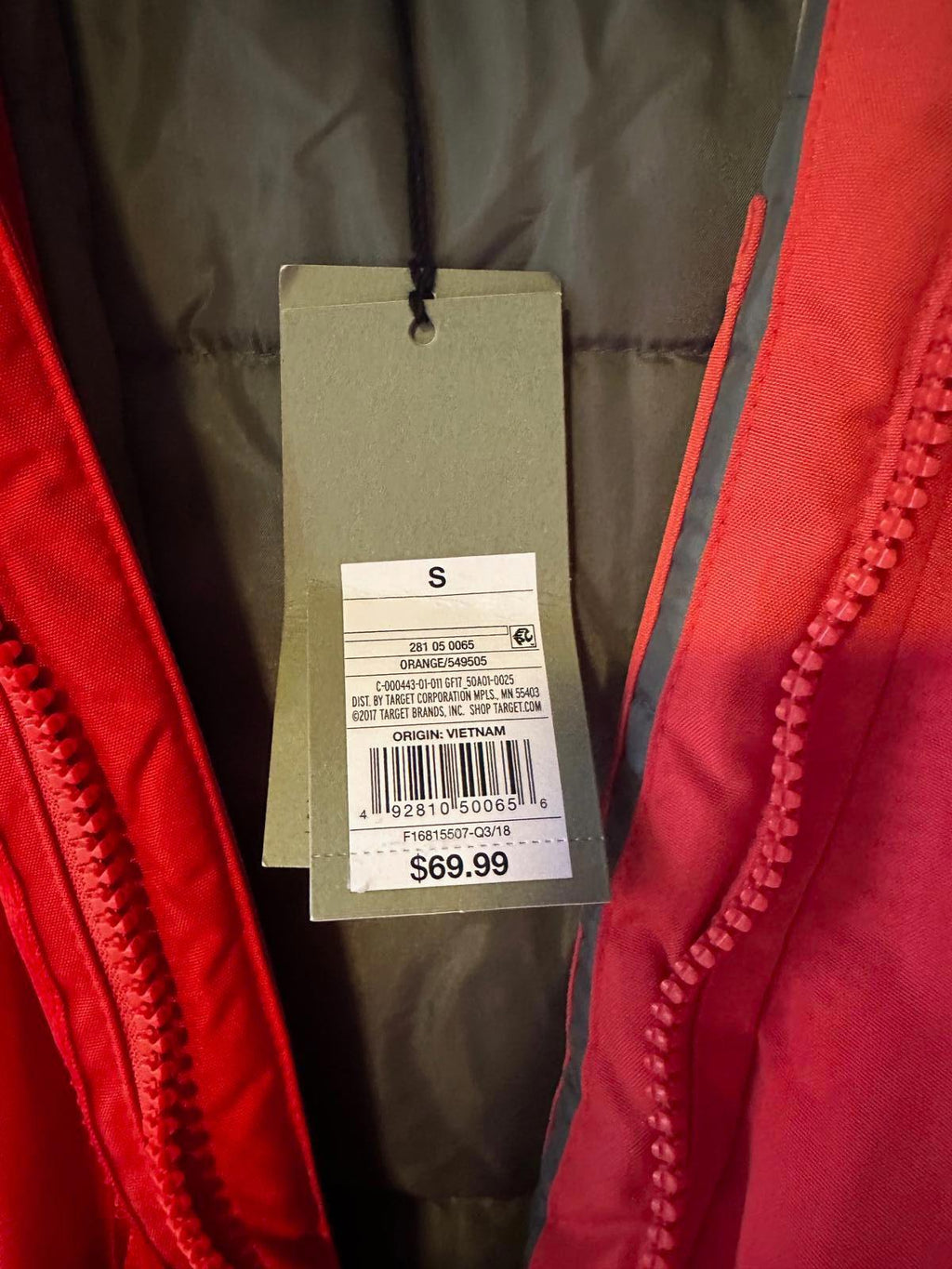 Goodfellow &Co Thermore Insulated Parka Jacket Men’s Small Red Orange Hooded NWT
