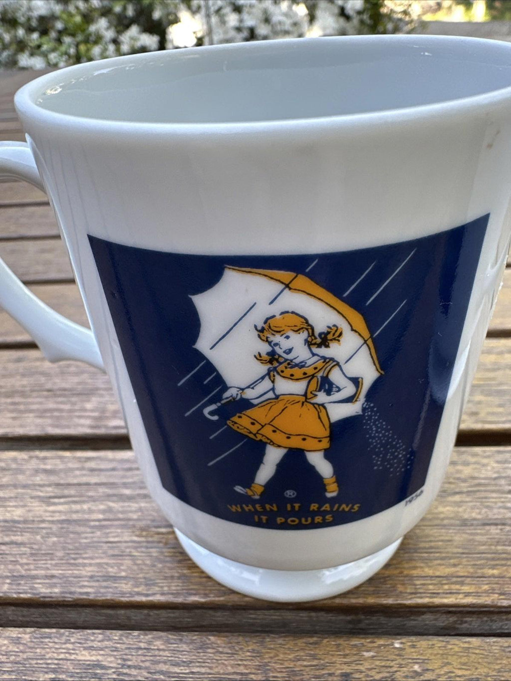 Vintage Morton Salt Coffee Mugs - Set of 2 - 1973 & 1956 - "When It Rains"