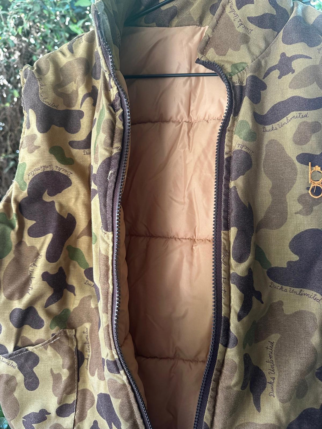 Ducks Unlimited Camo Puffer Vest Zip Front Hunting Vintage