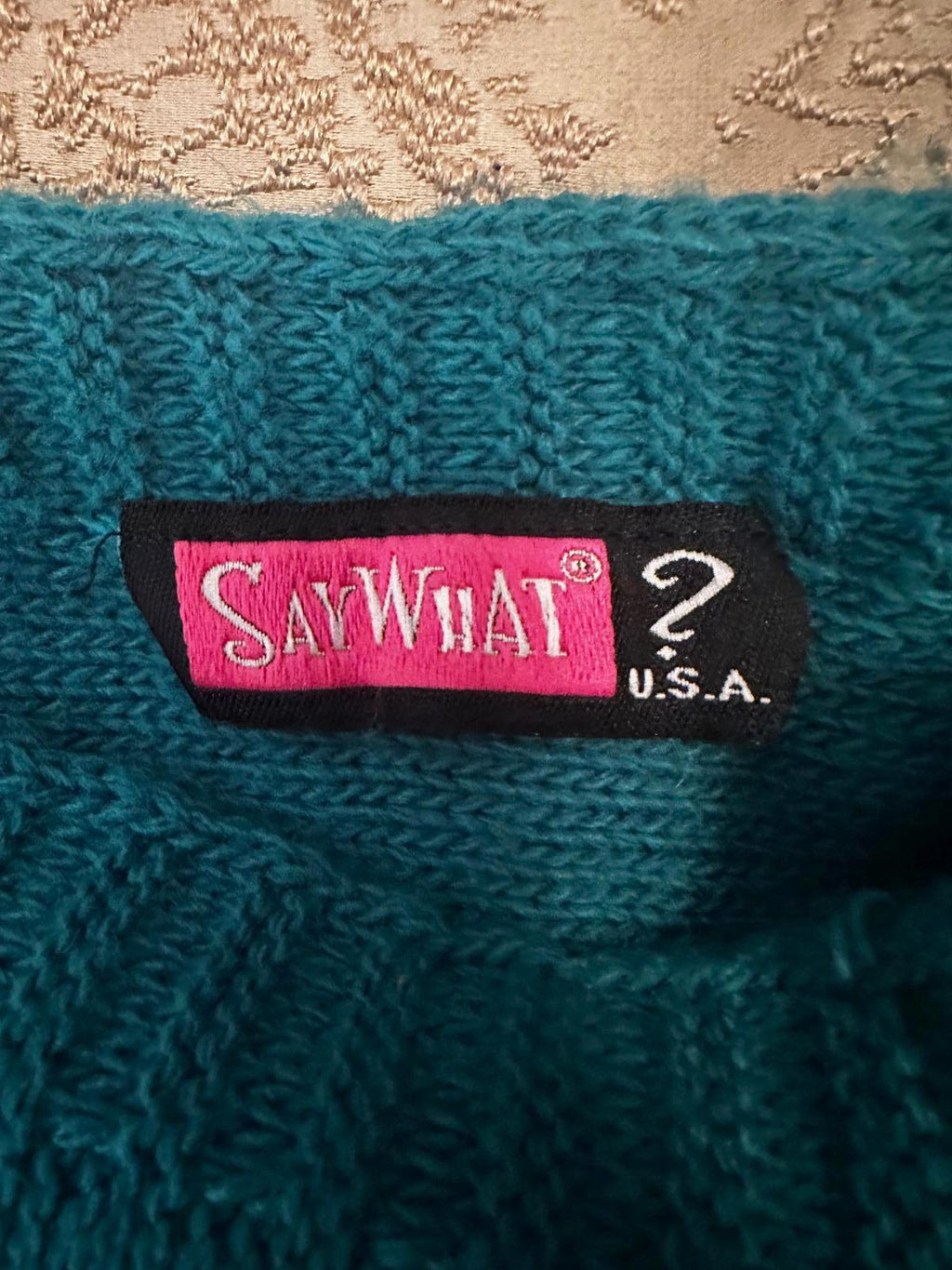 Teal Cable Knit Poncho Sweater Boho Oversized